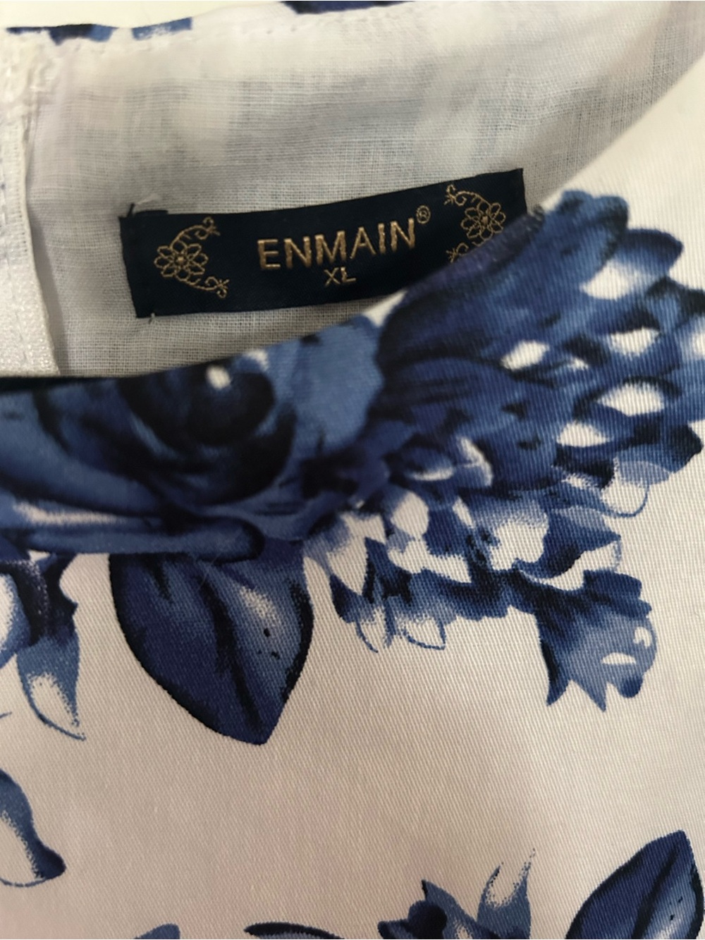 Blue Floral Midi Dress with Waist Tie - Picture 4 of 7